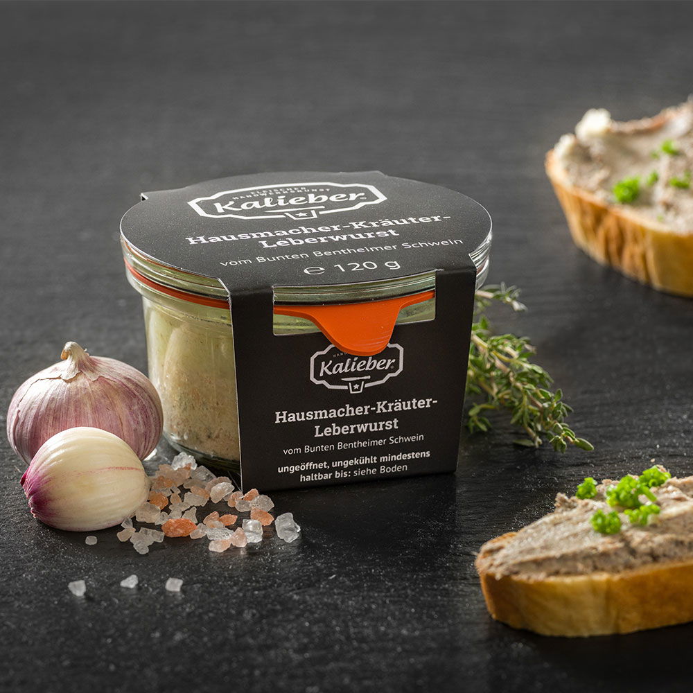 Hausmacher Kräuter Leberwurst vom Bunten Bentheimer Schwein