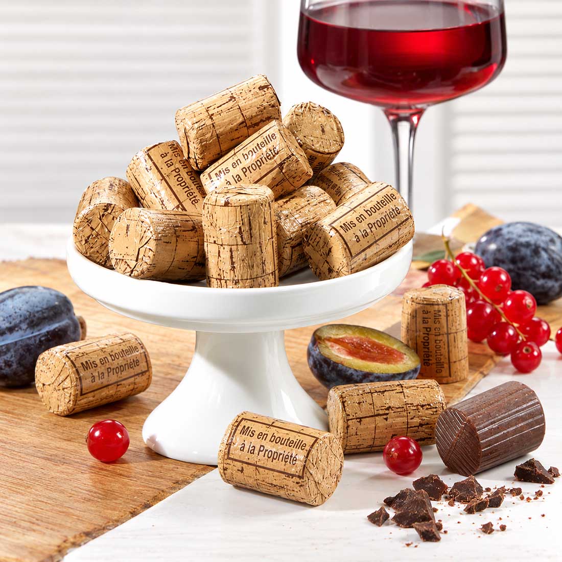 Schokoladenkorken mit Pralinen-Ganache