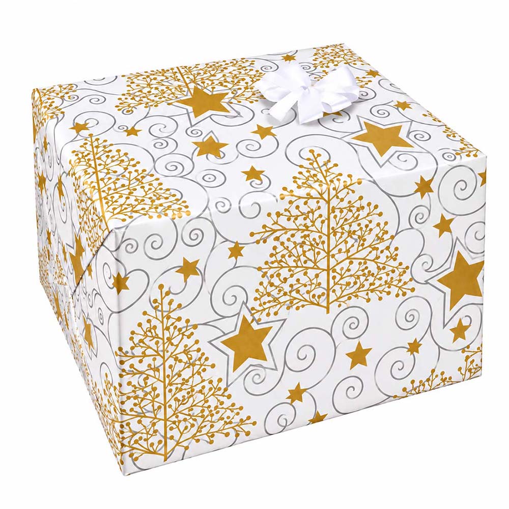 Geschenkverpackung Tannenbaum gold