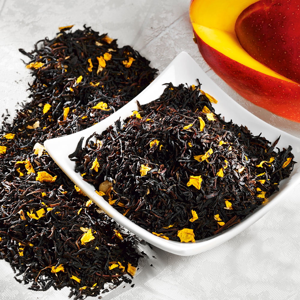 Schrader Schwarztee Mango mit Blüten