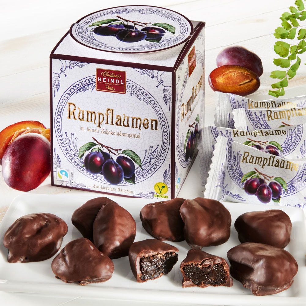 Rumpflaumen mit Zartbitterschokolade