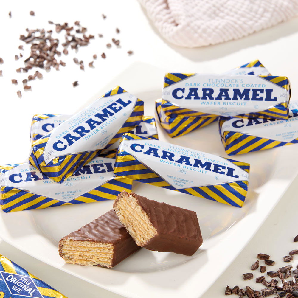 Tunnock's Waffel-Riegel aus Zartbitterschokolade mit Karamell 2er-Set