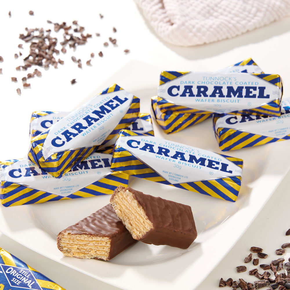 Tunnock's Waffel-Riegel aus Zartbitterschokolade mit Karamell 2er-Set