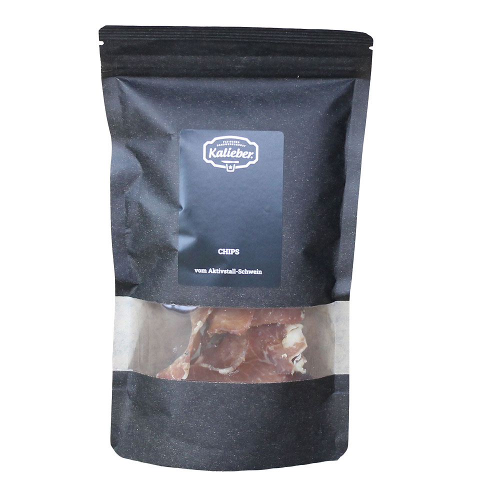 Luftgetrocknete Chips aus dem Rücken vom Aktivstall-Schwein