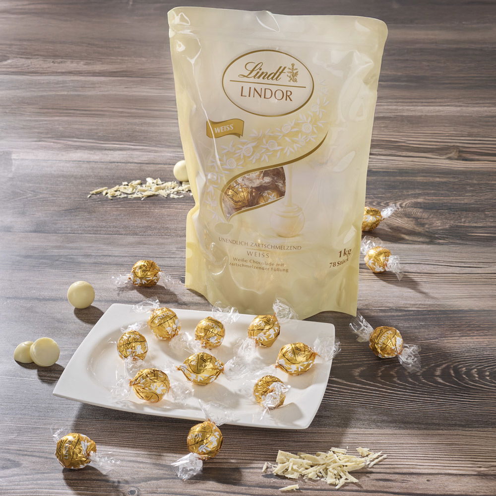 Lindt Lindor Weiße Schokoladen-Kugeln im Vorratsbeutel