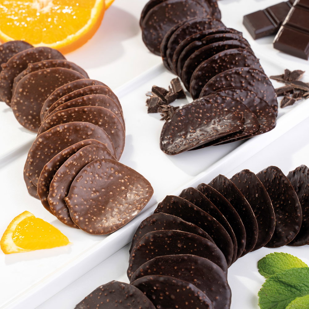 Chocola's Schokoladen-Chips Zartbitter, Minze und Orange 3er-Set