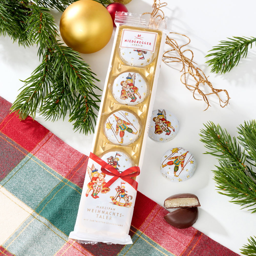 Niederegger Marzipan Weihnachtstaler mit Zartbitterschokolade