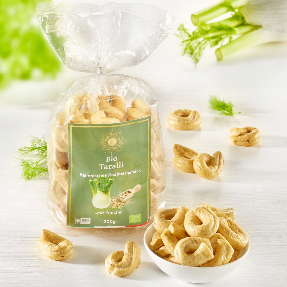 Italienisches Knabbergebäck Taralli mit Fenchel Bio
