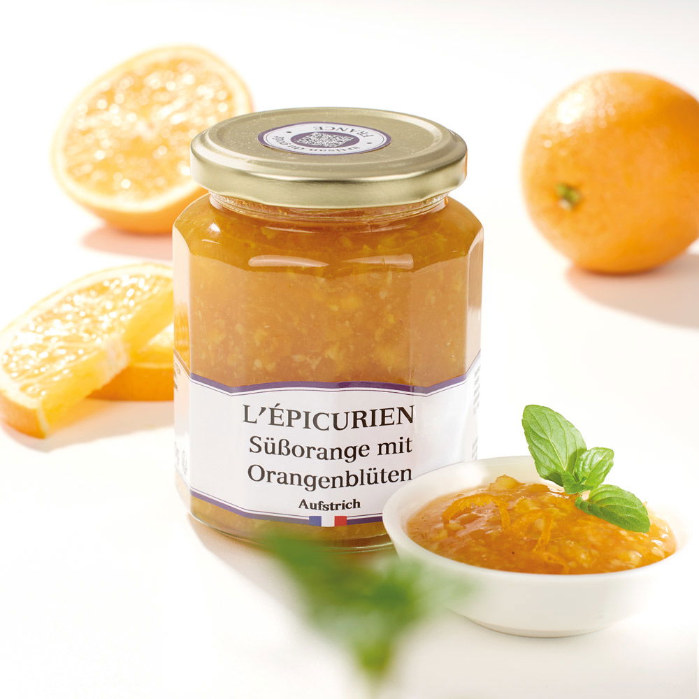 L'Épicurien Fruchtaufstrich Süßorange mit Orangenblüten