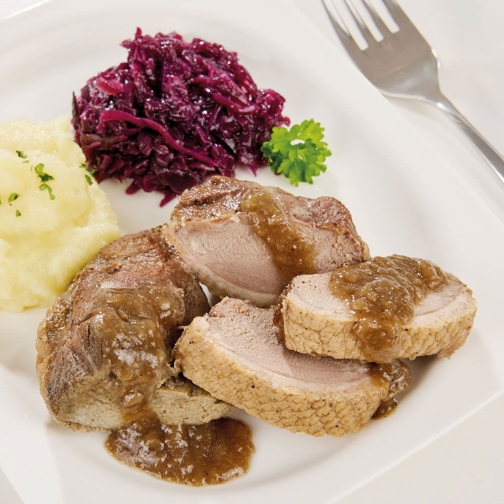 Goosies Entenbruststückchen in kräftiger Sauce zart gegart