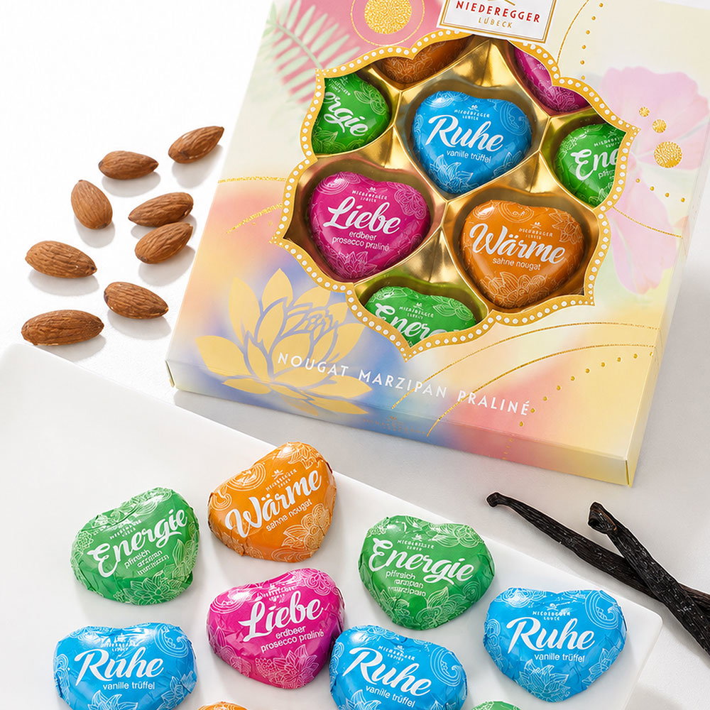 Niederegger Nougat-Marzipan-Trüffel-Herzen "Glücklichsein"
