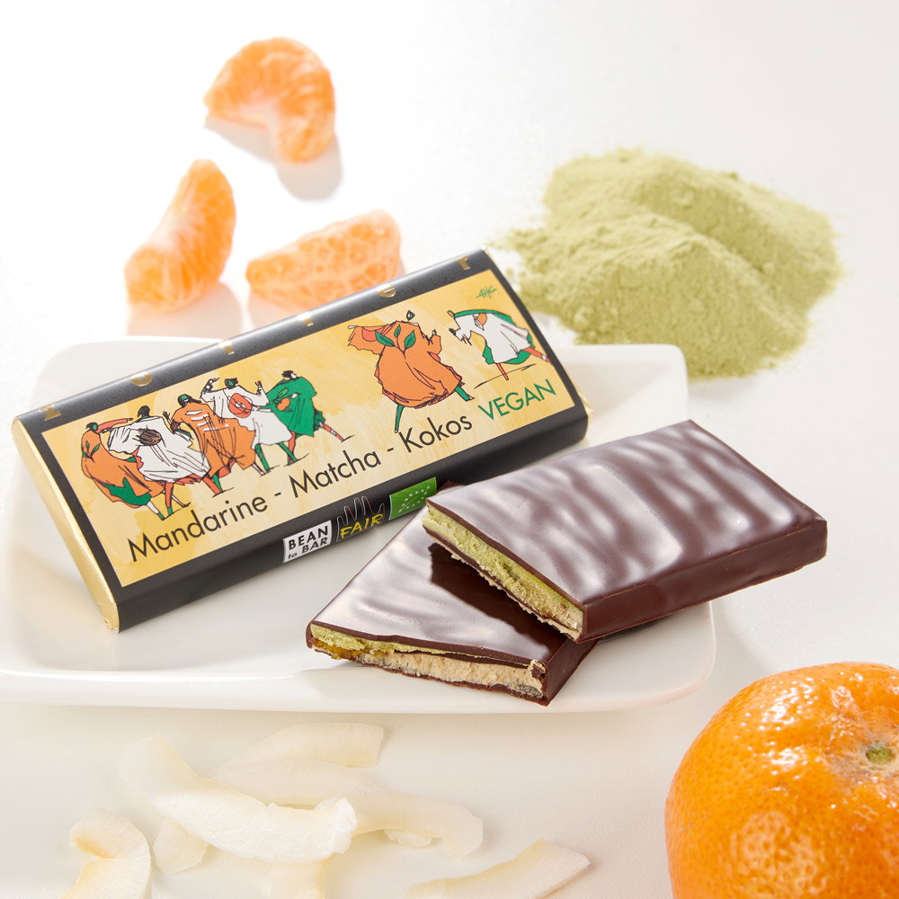 Zotter Schokolade Mandarine-Matcha-Kokos Bio, vegan