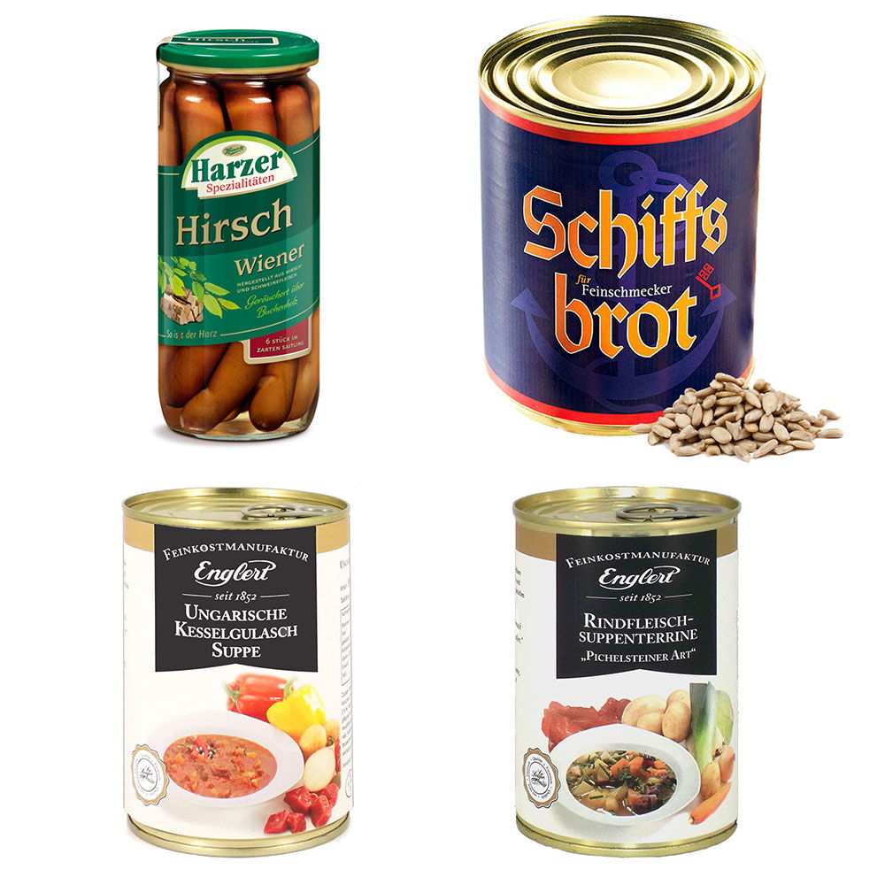 Haltbares Vorratspaket mit 4 Fertiggerichten