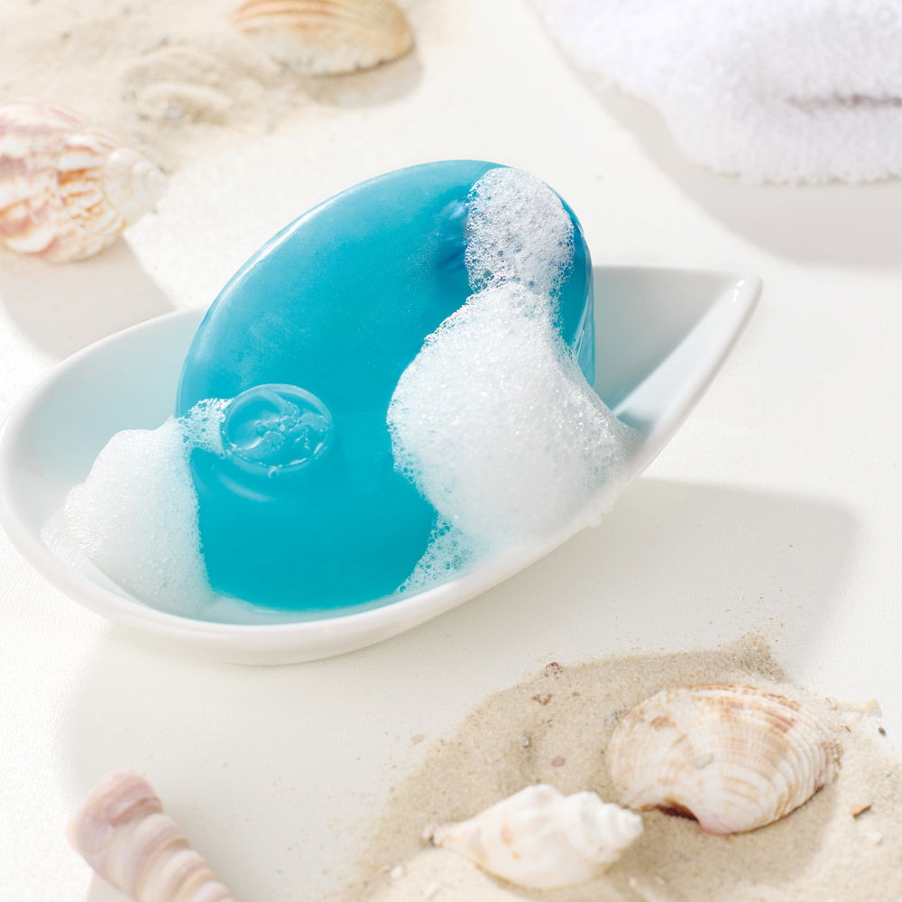 Seife Blaue Ostseekreide mit Glasstein, vegan