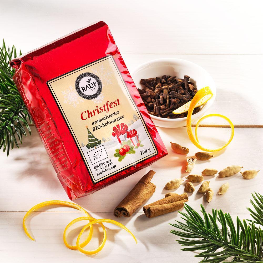 Rauf Tee Schwarzer Tee Christfest Bio, aromatisiert