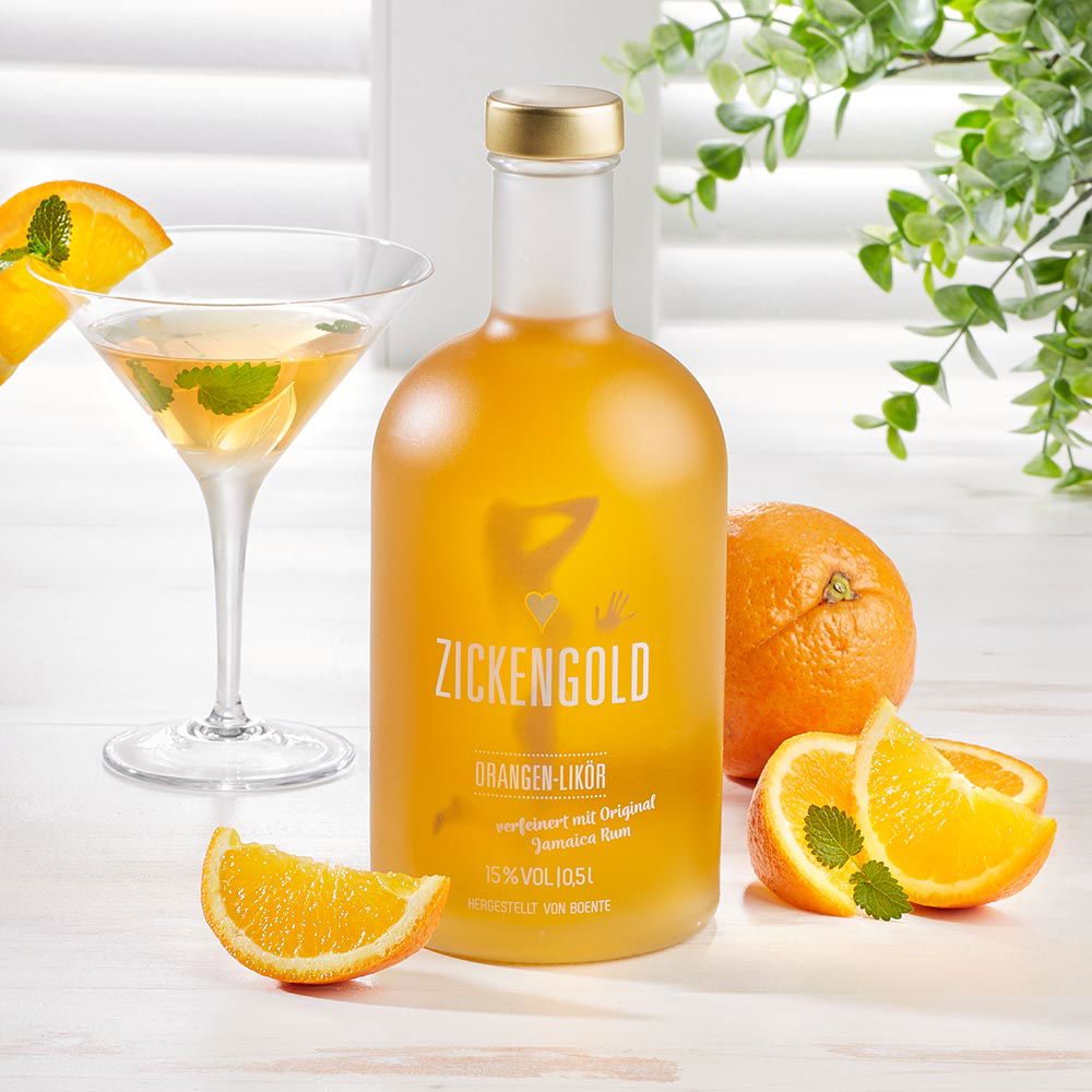 Zickengold Orangen-Likör mit Original Jamaica Rum