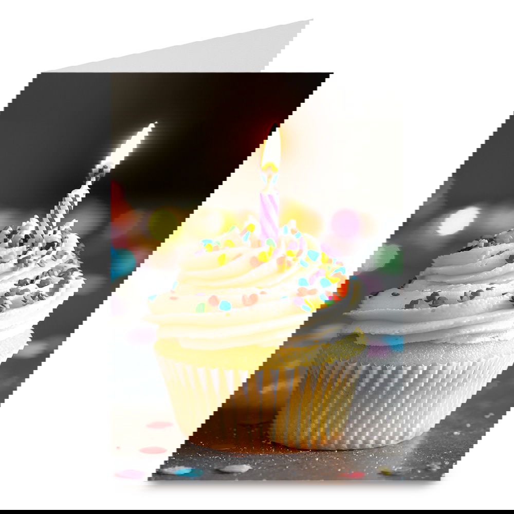 Grußkarte Geburtstag Muffin mit Kerze