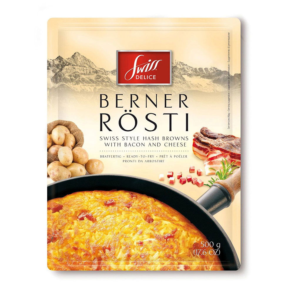 Berner Rösti mit geräuchertem Speck und Käse