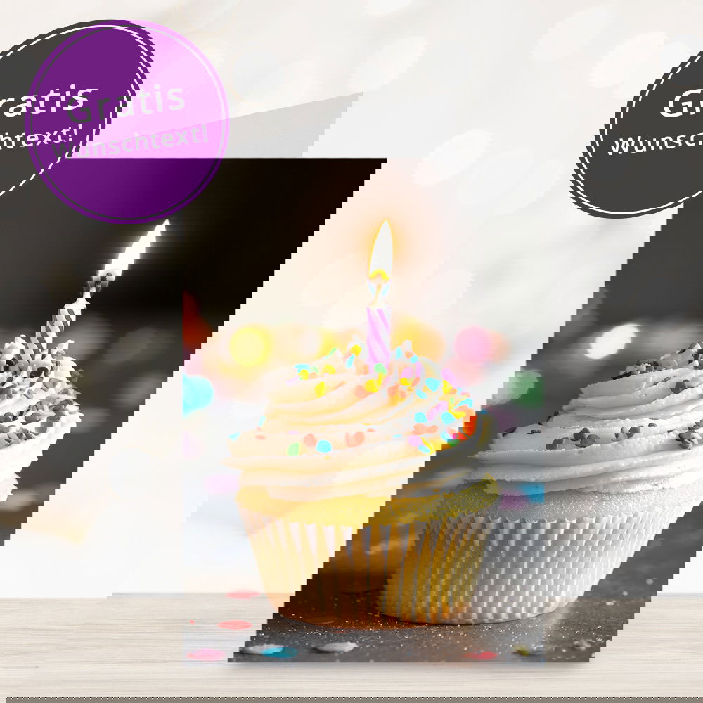 Grußkarte Geburtstag Muffin mit Kerze