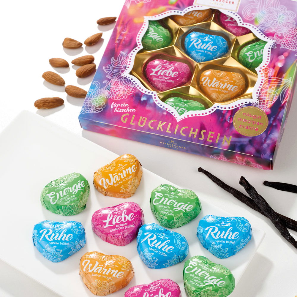 Niederegger Nougat-Marzipan-Trüffel-Herzen "Glücklichsein"