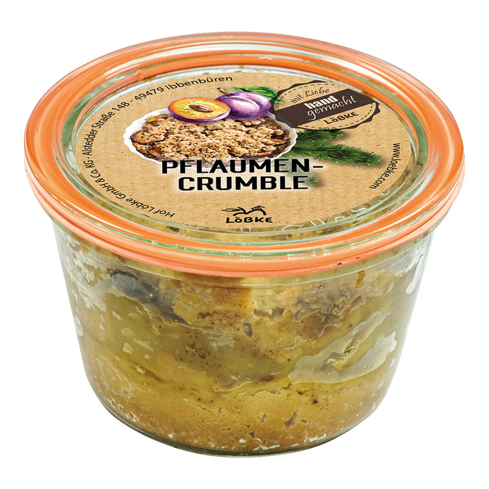 Gebackener Pflaumen-Crumble im Weckglas