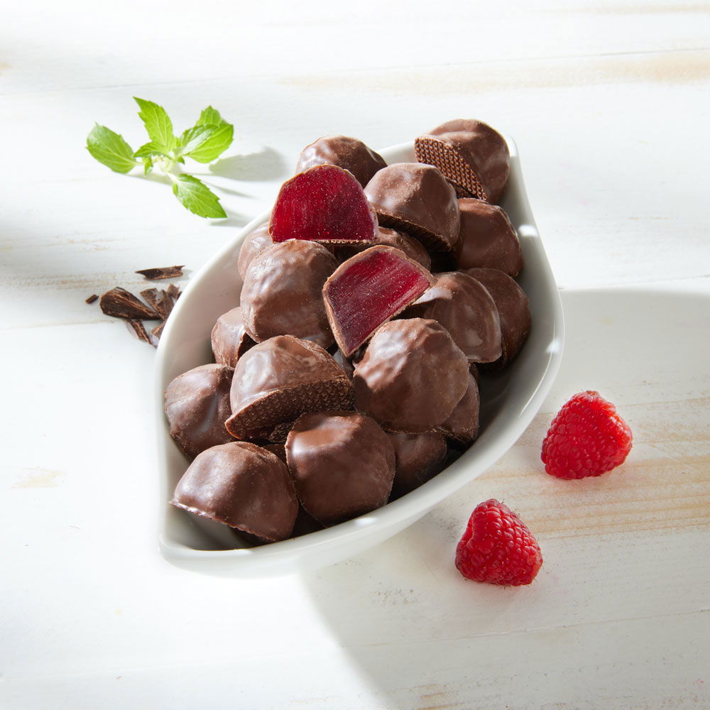 Confiserie Heindl Himbeer-Gelee in Vollmilchschokolade
