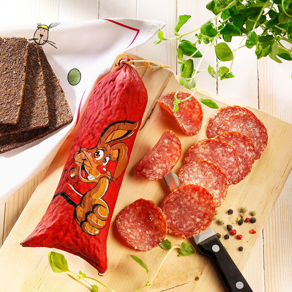 Ostersalami Bunny, im Stück