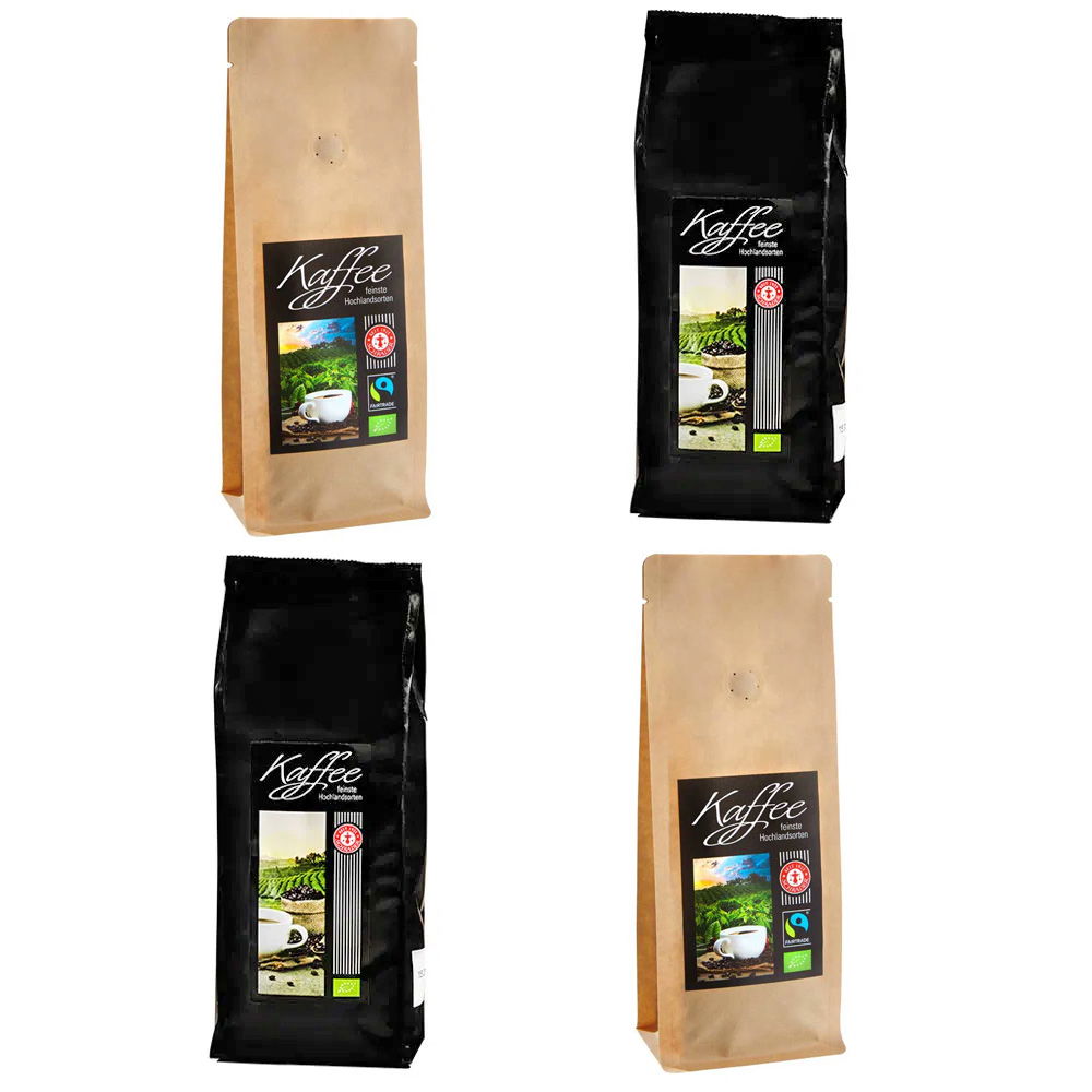 Plantagen-Kaffeespezialitäten Länderreise 4er-Set Bio, gemahlen