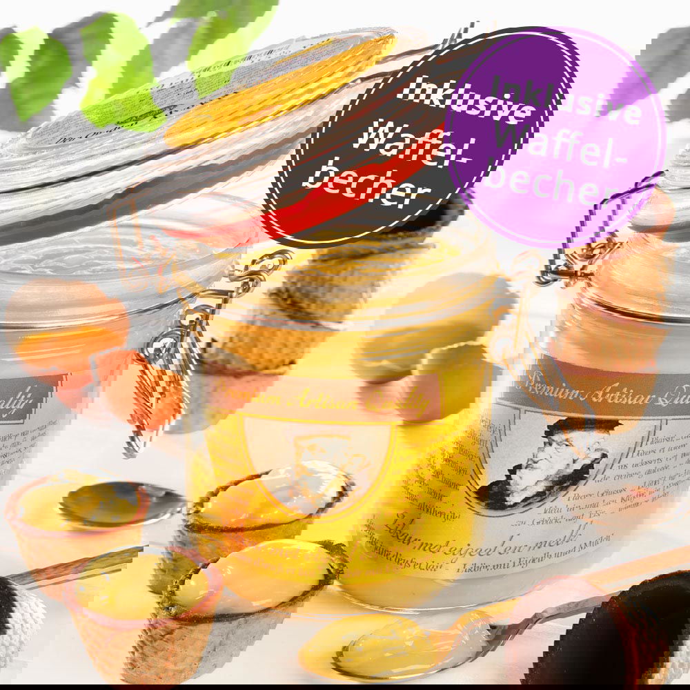 Belgischer Eierlikör zum Löffeln und Waffelbecher im Set