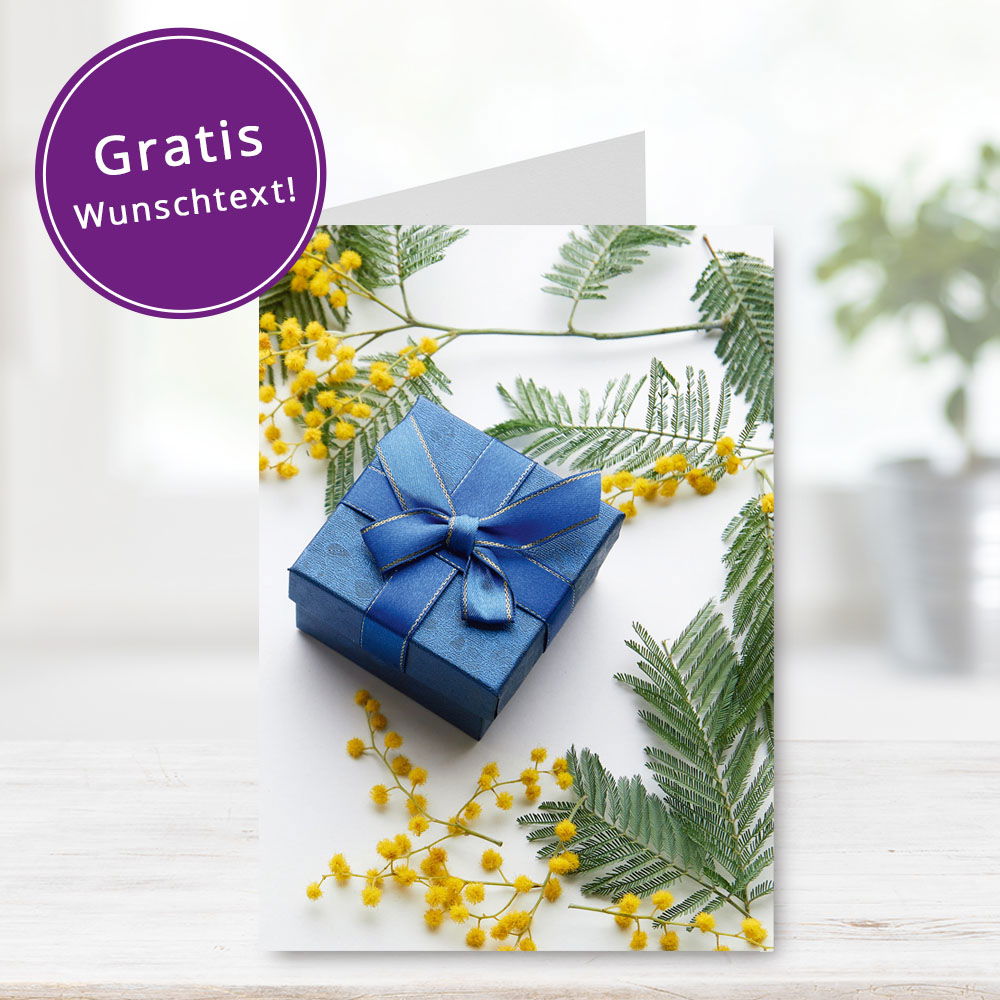 Grußkarte Blaues Präsent