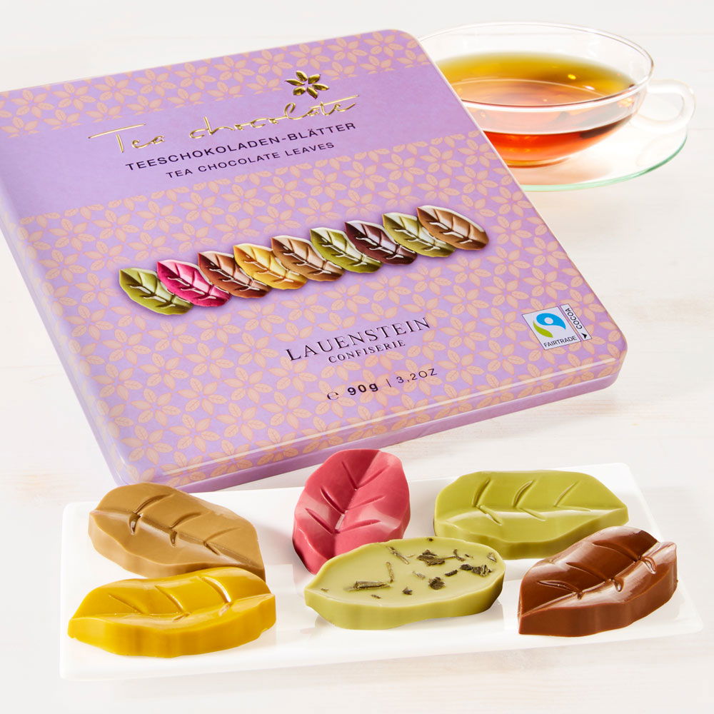 Lauenstein Teeschokoladen-Blätter in Metalldose