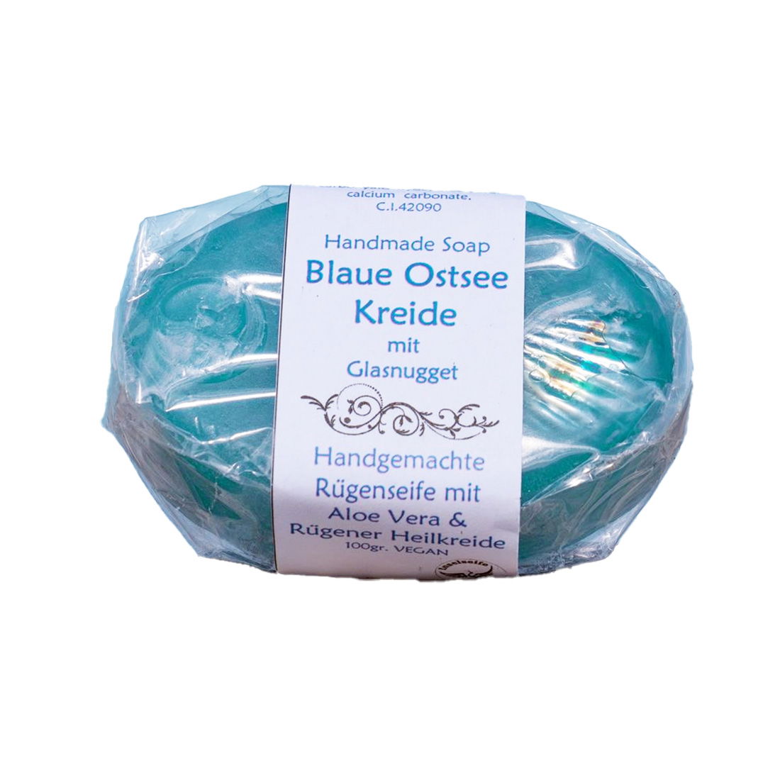 Seife Blaue Ostseekreide mit Glasstein, vegan