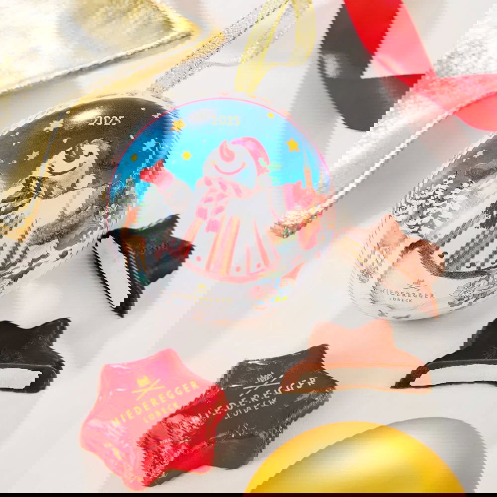 Niederegger Weihnachtskugel 2025 mit Marzipansternen