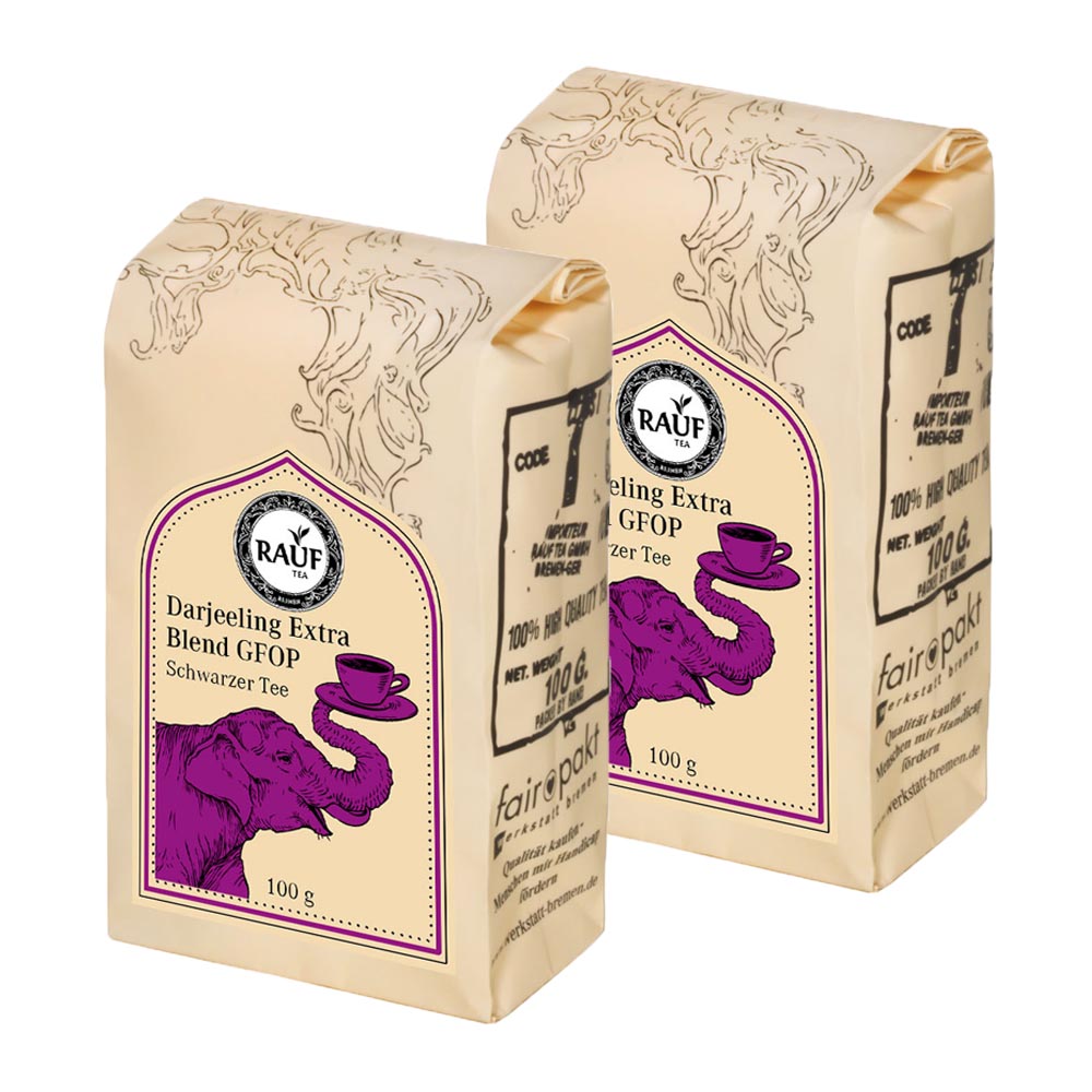 Rauf Tee Schwarzer Tee Darjeeling Extra Blend GFOP 2er-Set