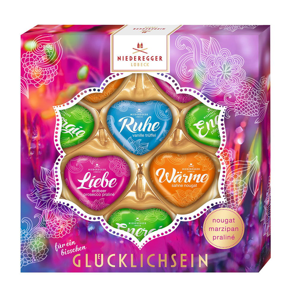 Niederegger Nougat-Marzipan-Trüffel-Herzen "Glücklichsein"