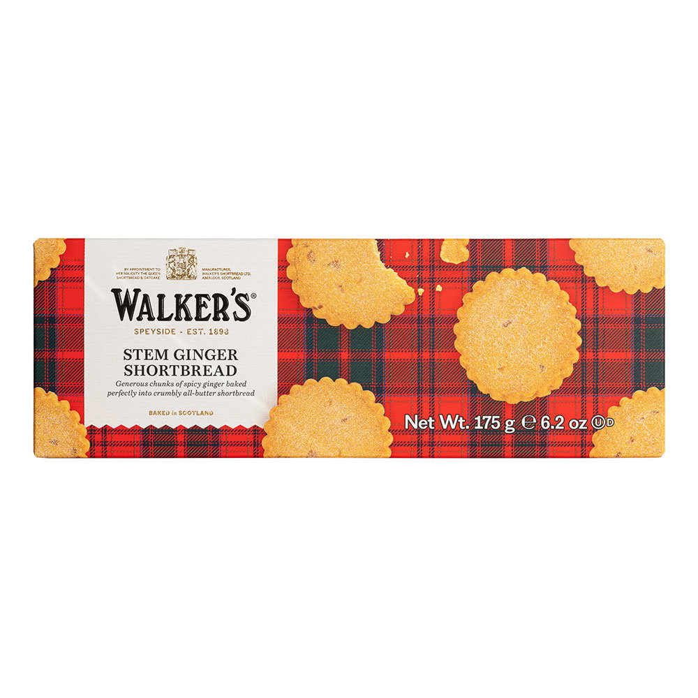 Walkers Shortbread Stem Ginger mit kandierten Ingwerstückchen