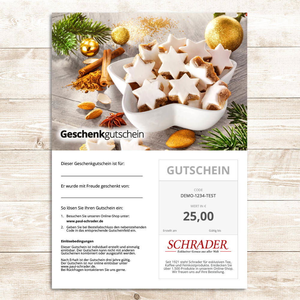 Gutschein Weihnachten über 25,00 €