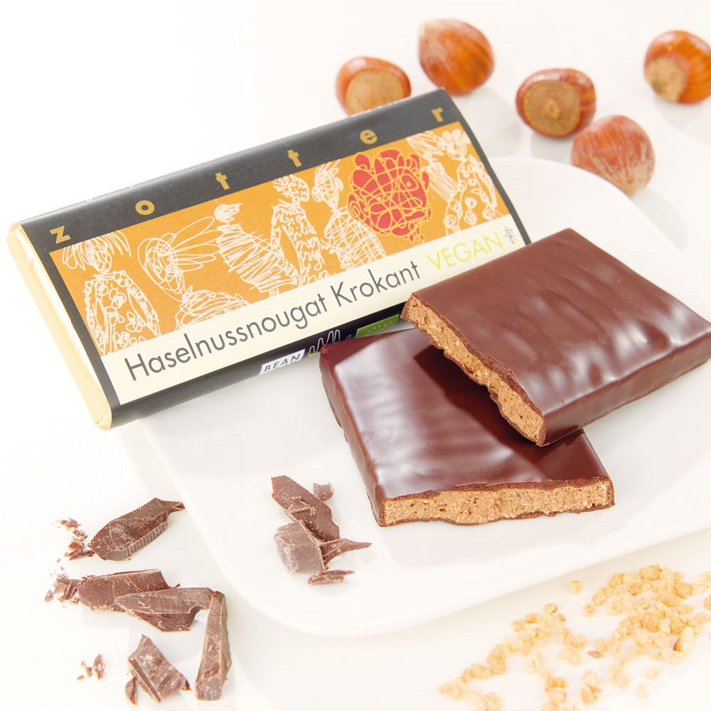Zotter Schokolade Haselnussnougat-Krokant Bio, vegan