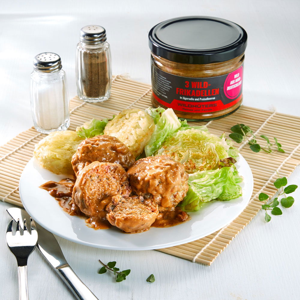 WILDHÜTERS Wildschwein-Frikadellen in Jägersauce, 3 Stück