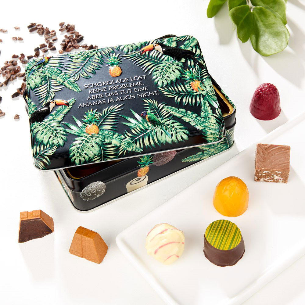 Rabbel Präsentdose "Schokolade löst keine Probleme. Aber das tut eine Ananas ja auch nicht"