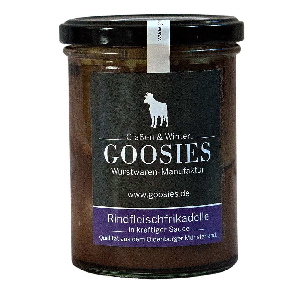 Goosies Rindfleischfrikadelle in kräftiger Sauce