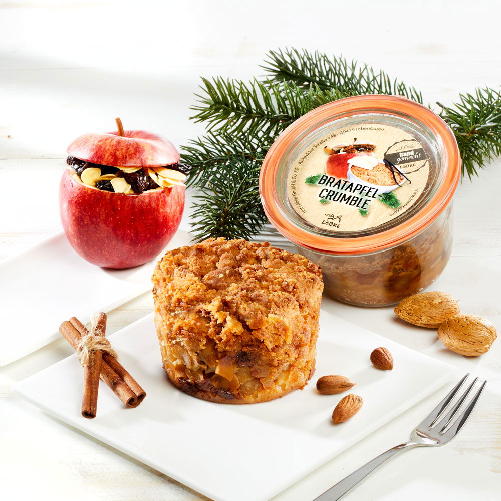 Gebackener Bratapfel-Crumble im Weckglas