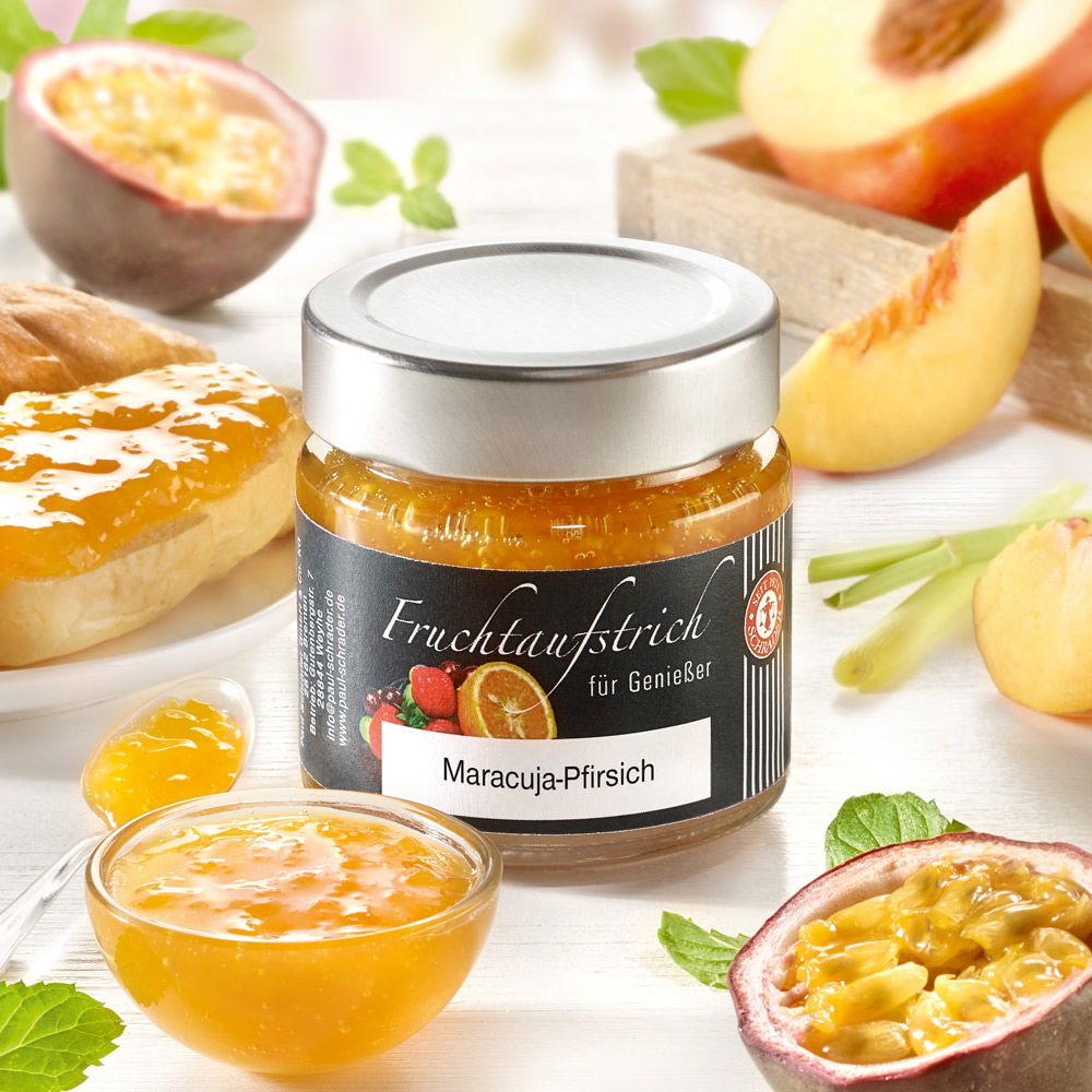 Schrader Fruchtaufstrich Maracuja-Pfirsich mit Zitronengras