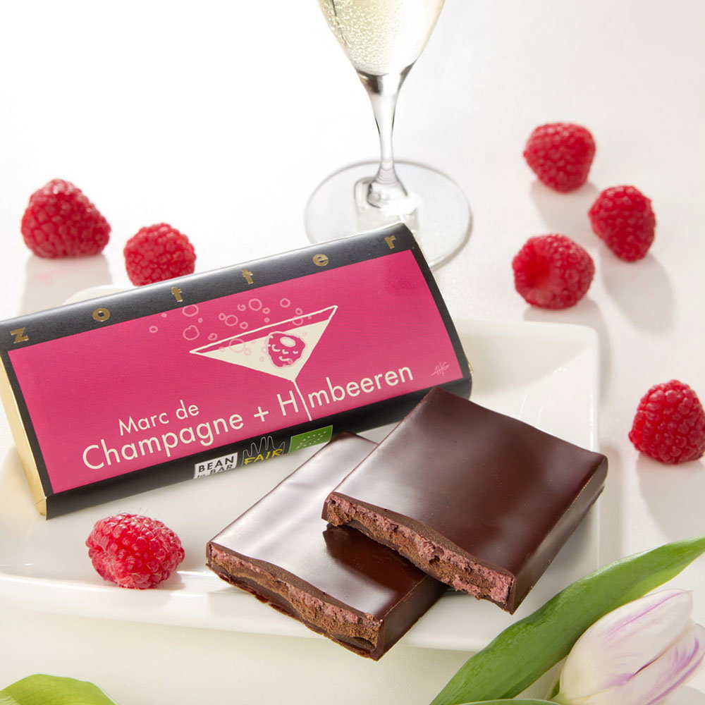 Zotter Schokolade Marc de Champagne & Himbeeren Bio