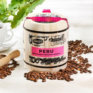 Minges Kaffee Peru Hochland Arabica im Holzfass, ganze Bohne