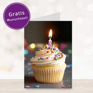 Grußkarte Geburtstag Muffin mit Kerze