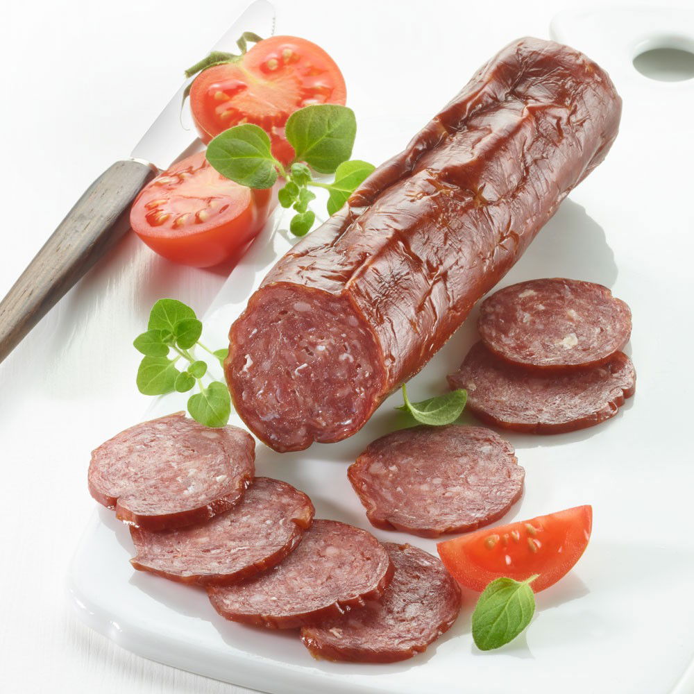 Wildhüters Hirsch-Salami, im Stück