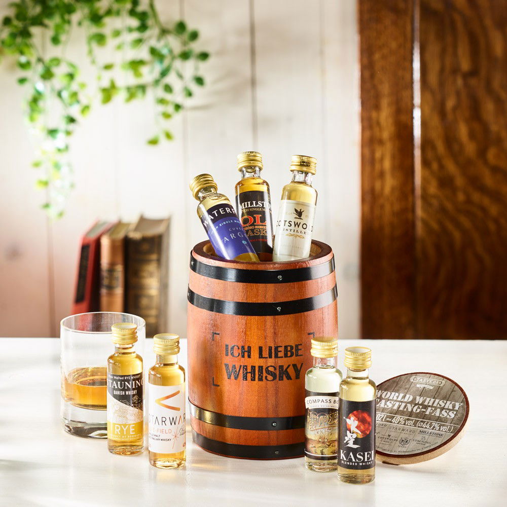 Whisky Tastingfass "Ich liebe Whisky" 7er-Set