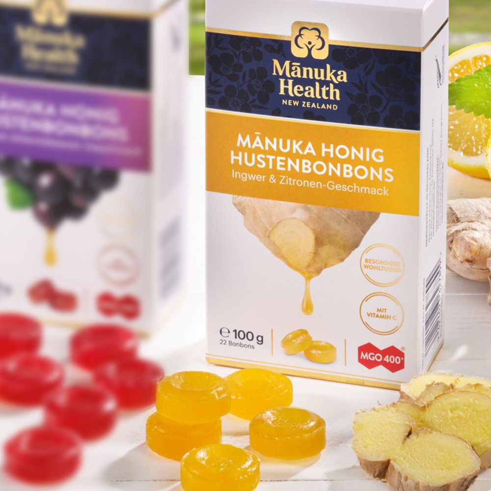 Manuka MGO 400+ Hustenbonbons Ingwer Zitrone