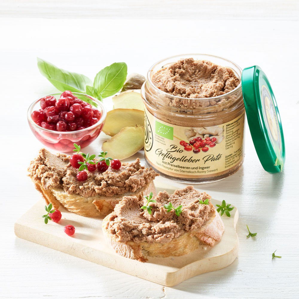 Mecklenburger Landpute Geflügelleber-Paté mit Preiselbeeren & Ingwer Bio